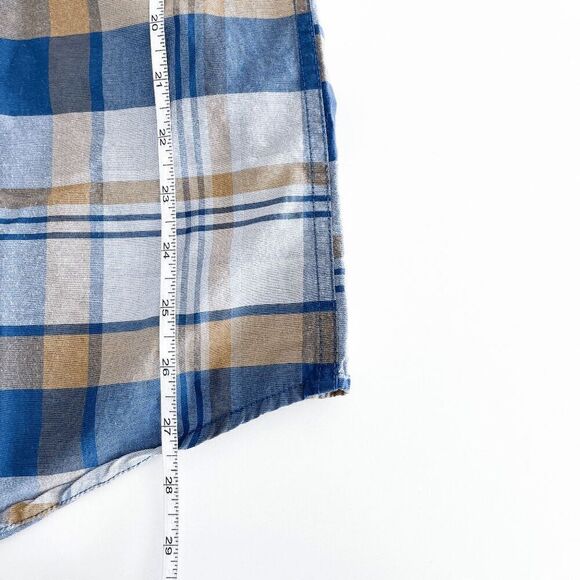 Billabong Mens Short Sleeves Button-Up Plaid Shirt Blue Tan Size Large - Picture 8 of 8